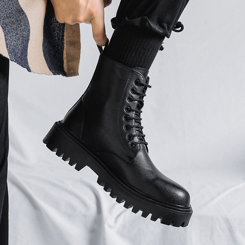Men High Top Leather Boots Fas - Men'S Shoes To Increase Height ulasan dan harga