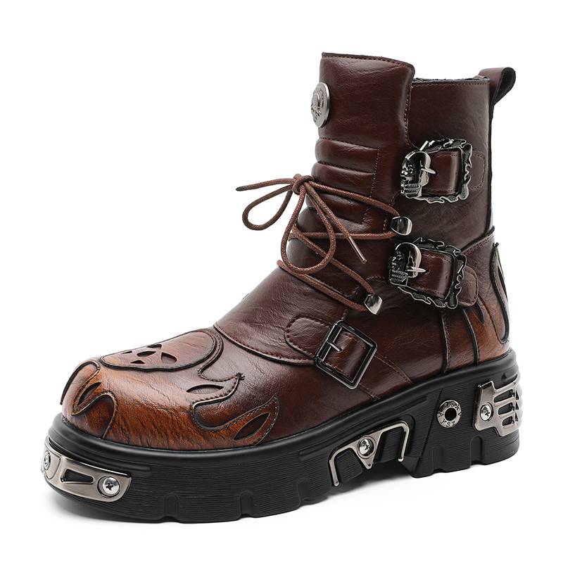 Punk Style Retro Cool Skull Fl - Men'S Shoes To Increase Height ulasan dan harga