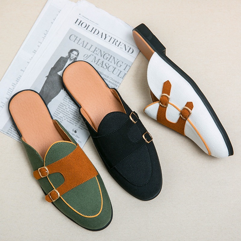 canvas mules half shoes for ma - Monk Strap Shoe ulasan dan harga