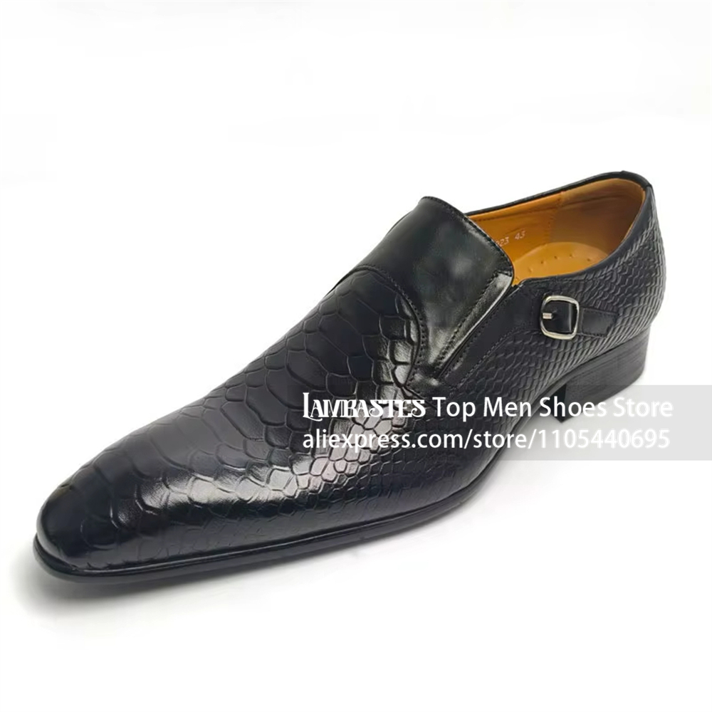 Black Snake Embossed Side Buck - Monk Strap Shoe ulasan dan harga