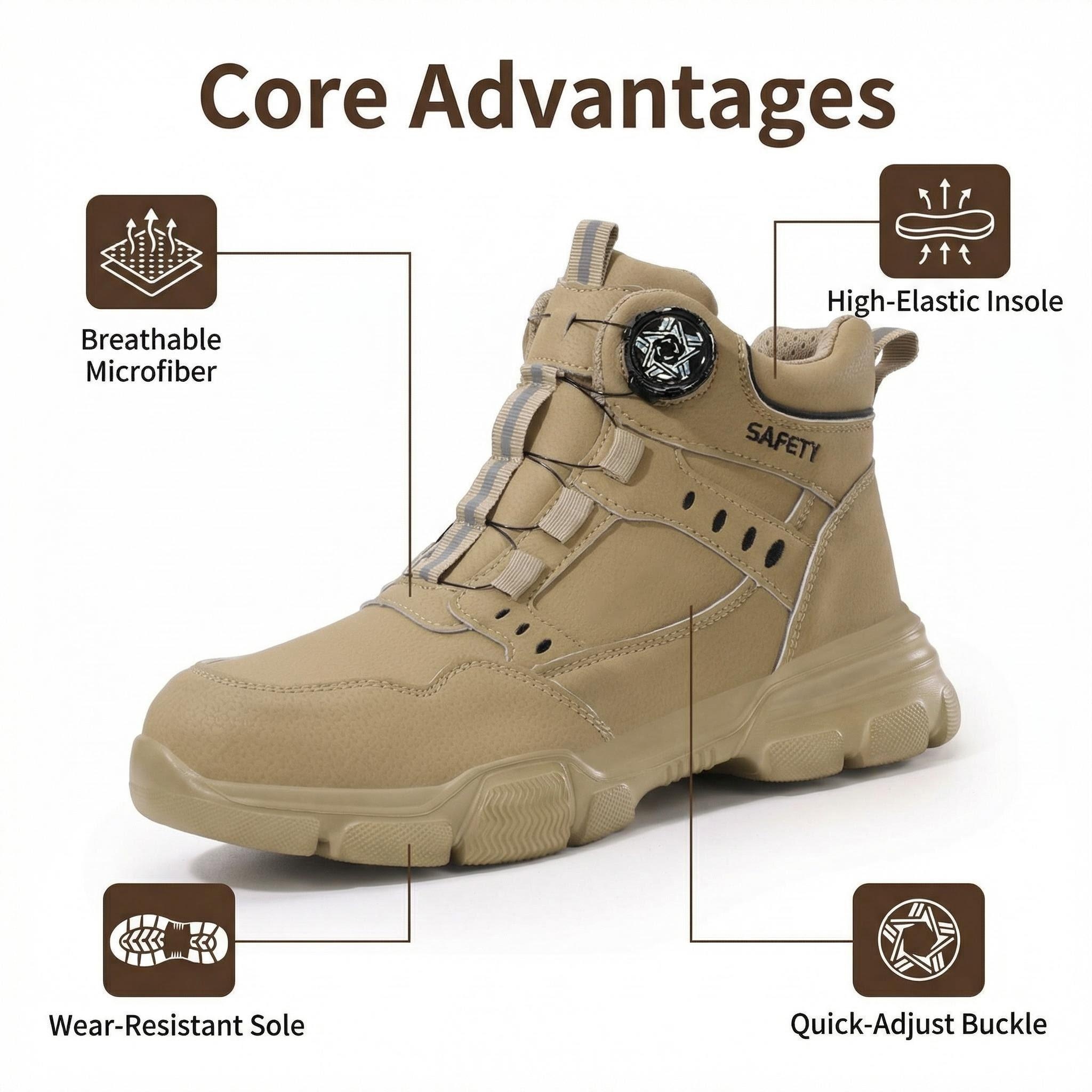 Water Repellent Leather Safety - Work Boot Steel Toe ulasan dan harga
